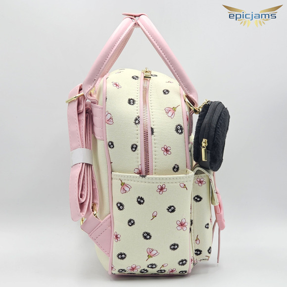 Studio Ghibli My Neighbor Totoro Soot Sprites Coin Pouch Pink Mini Backpack New - Picture 4 of 5